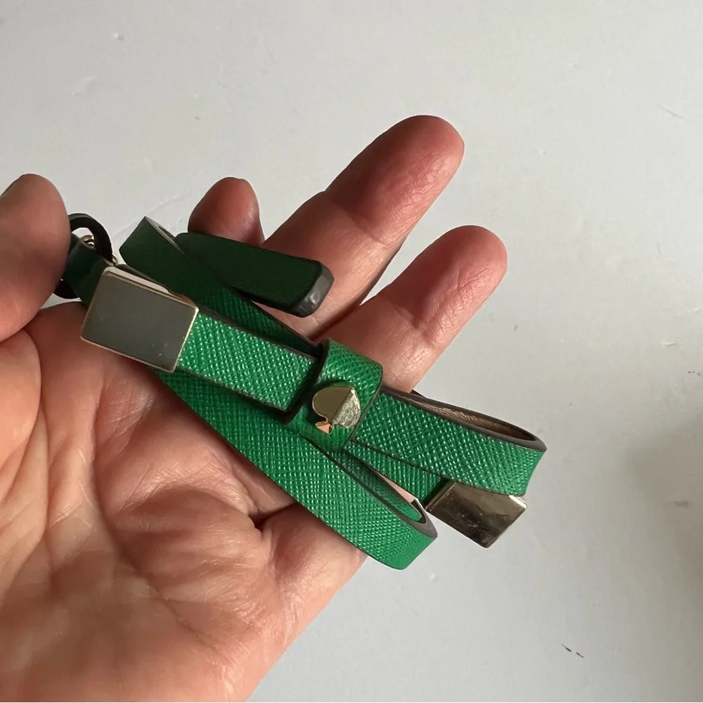 KATE SPADE SKINNY BOW FRONT SAFFIANO LEATHER BELT GREEN SIZE SMALL NWT